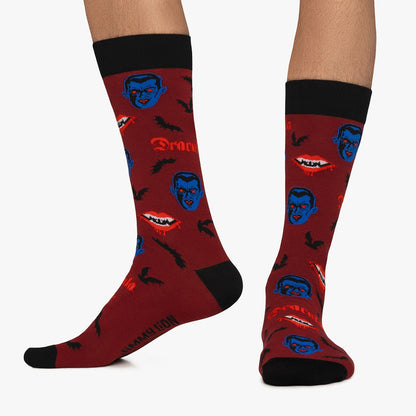 Dracula- und Fledermaus-Socken – Dunkelrot