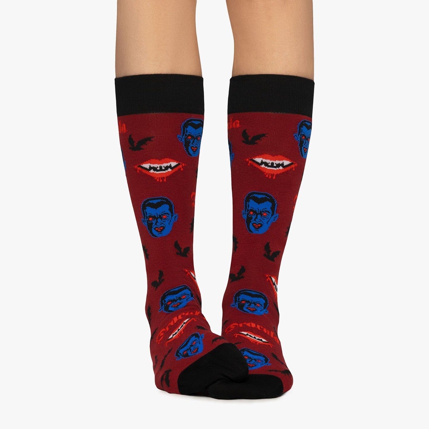 Dracula- und Fledermaus-Socken – Dunkelrot
