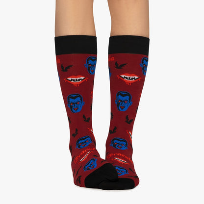 Dracula- und Fledermaus-Socken – Dunkelrot