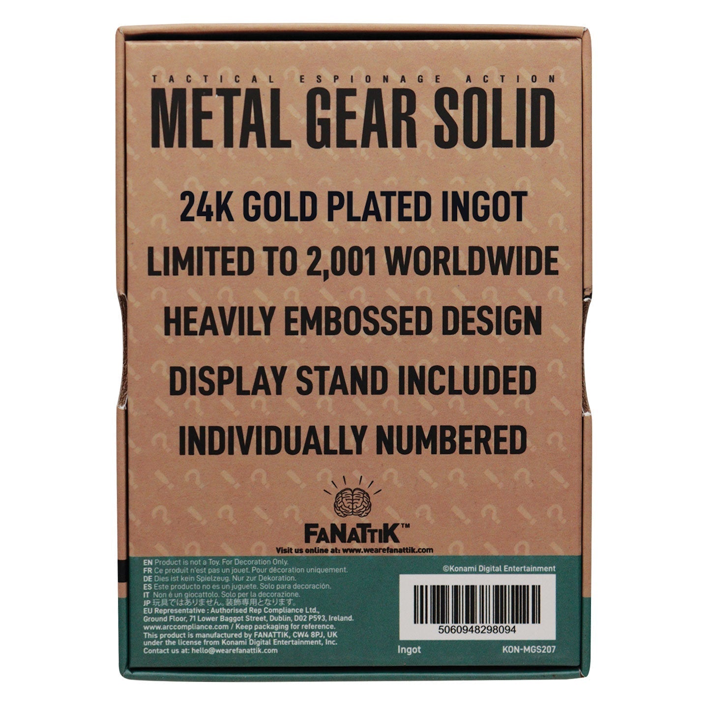 Lingot collector Metal Gear Solid - 2 24k Gold Plated Snake