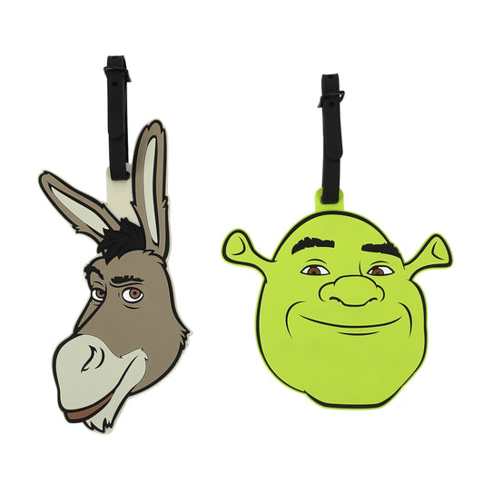 Étiquettes de bagage Shrek et l'Âne en caoutchouc moulé