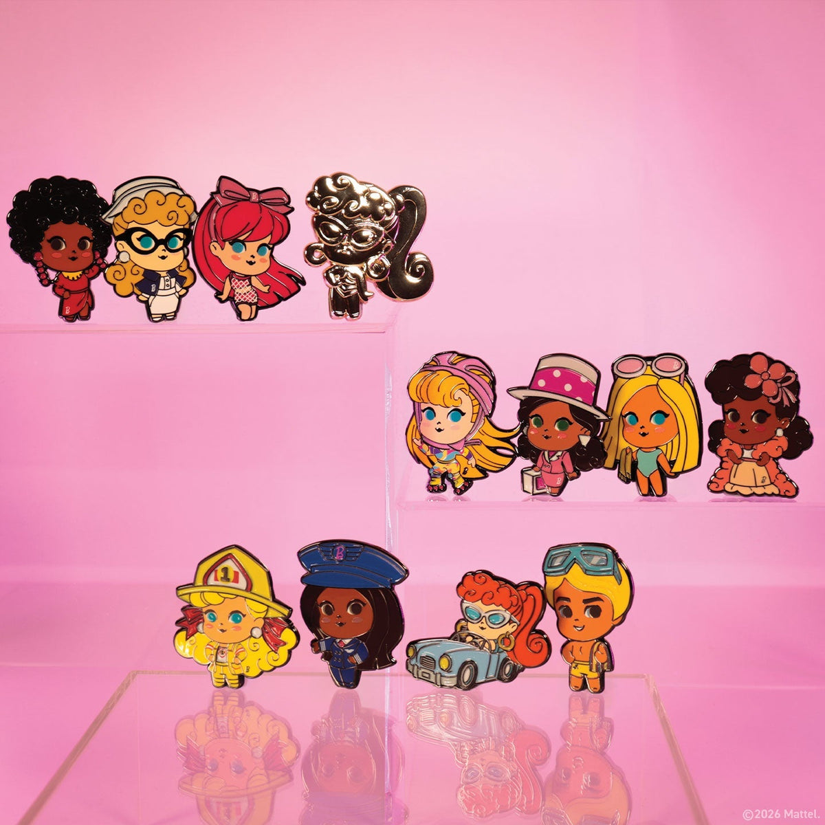 Display de 12 blind boxes Barbie - pin’s mystère - mise en situation 1