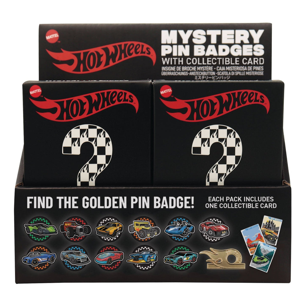 Display de 12 blind boxes Hot Wheels - pin’s mystère - présentoir avant
