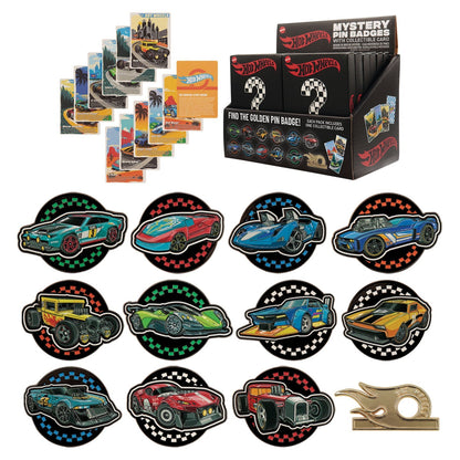 Display de 12 blind boxes Hot Wheels - pin’s mystère - packaging principal