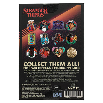 Display de 12 blind boxes Stranger Things - pin’s mystère - blind box arrière