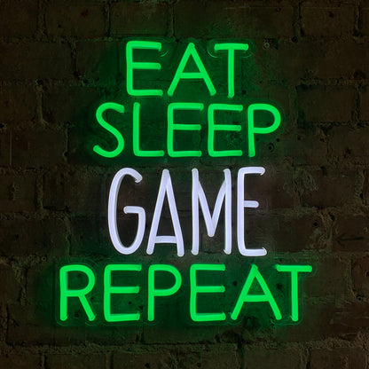 Néon Mural Eat Sleep Game Repeat Locomocean | Boutique d'objets cadeaux designs CoolDesign.fr