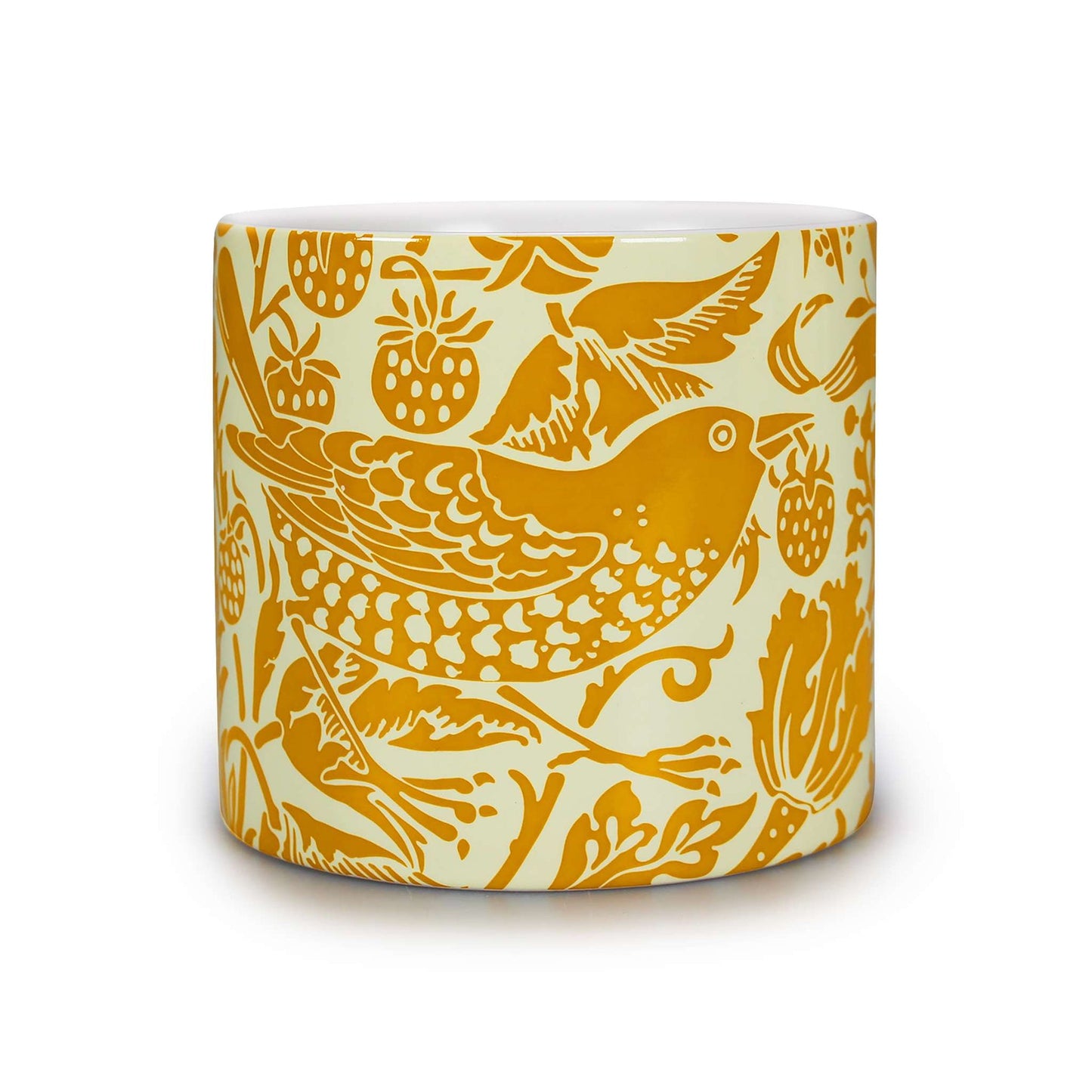 Pot céramique William Morris - Strawberry Thief jaune