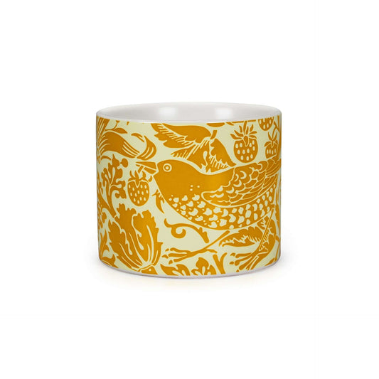 William Morris ceramic pot - Strawberry Thief yellow