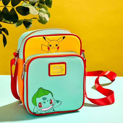 Loungefly Pokémon Color Block Starters Crossbody Bag - mise en scène