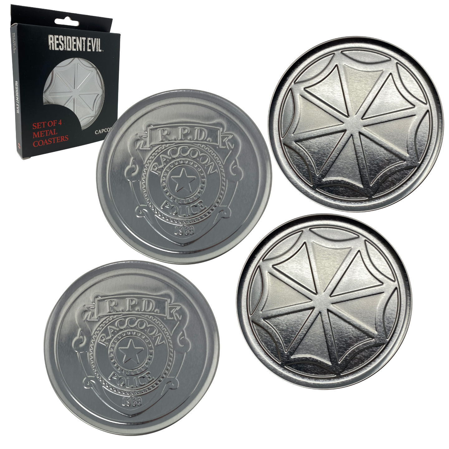 Set de 4 sous-verres métal embossés Resident Evil