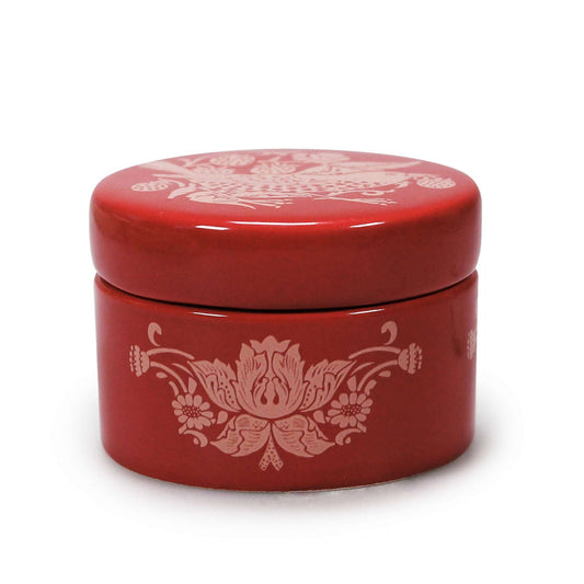 Schmuckkästchen aus Keramik mit William-Morris-Muster – Strawberry Thief Himbeere