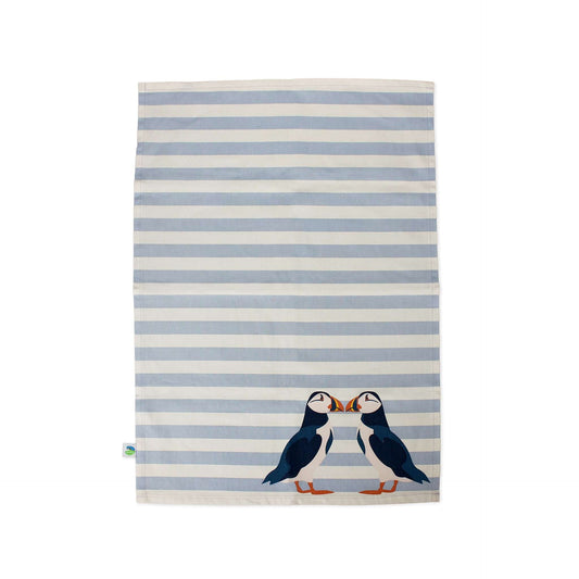 RSPB Tea Towel - Blue Puffin Recycled Cotton