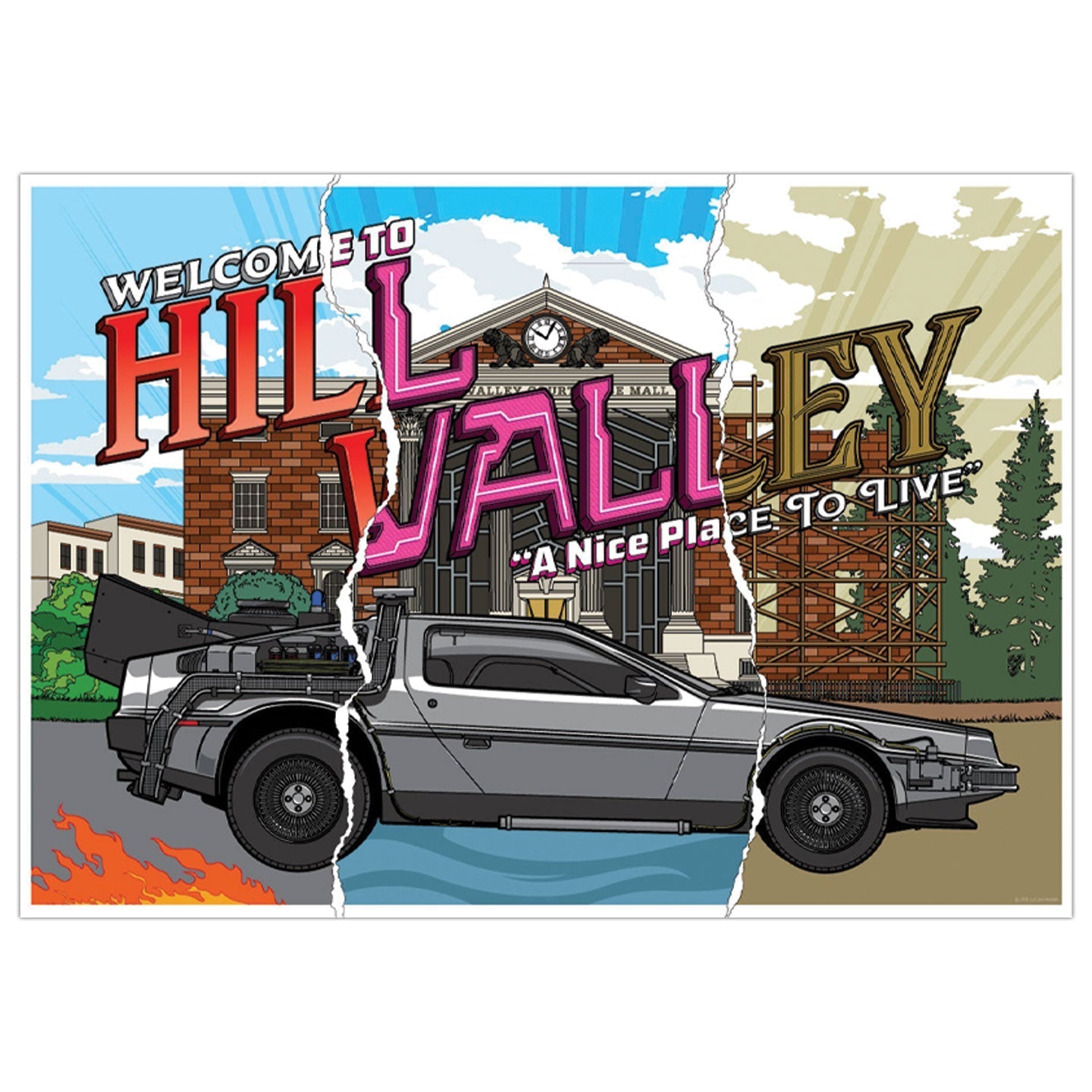 Affiche collector A3 Retour vers le Futur - 40th Anniversary Hill Valley