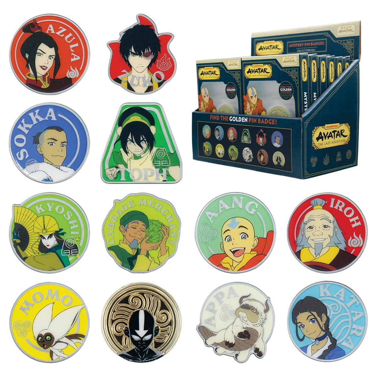 Display de 12 blind boxes Avatar : Le Dernier Maître de l’Air - pin’s mystère - packaging principal