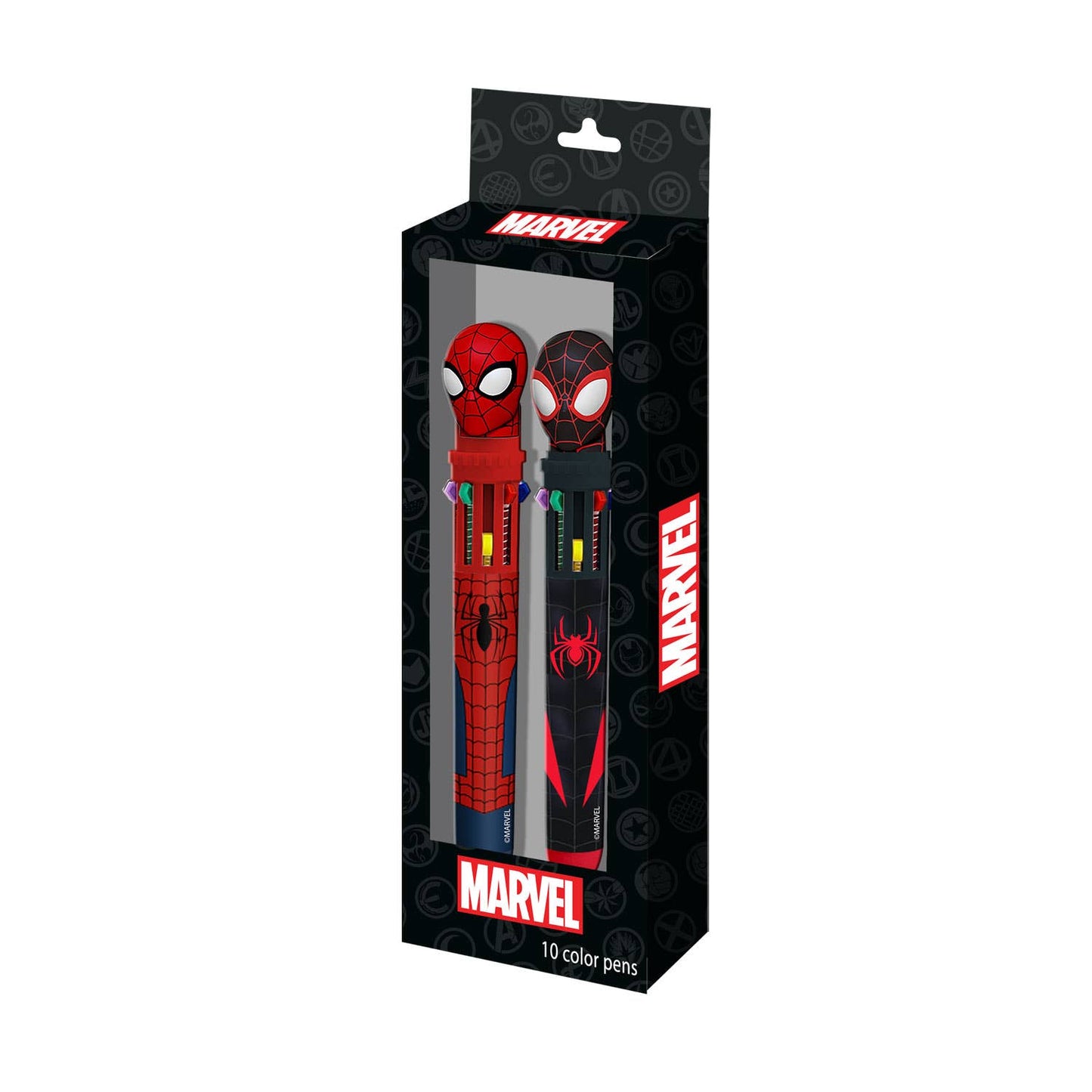 Marvel Spiderman Peter-Pack de 2 Stylos à 10 Couleurs