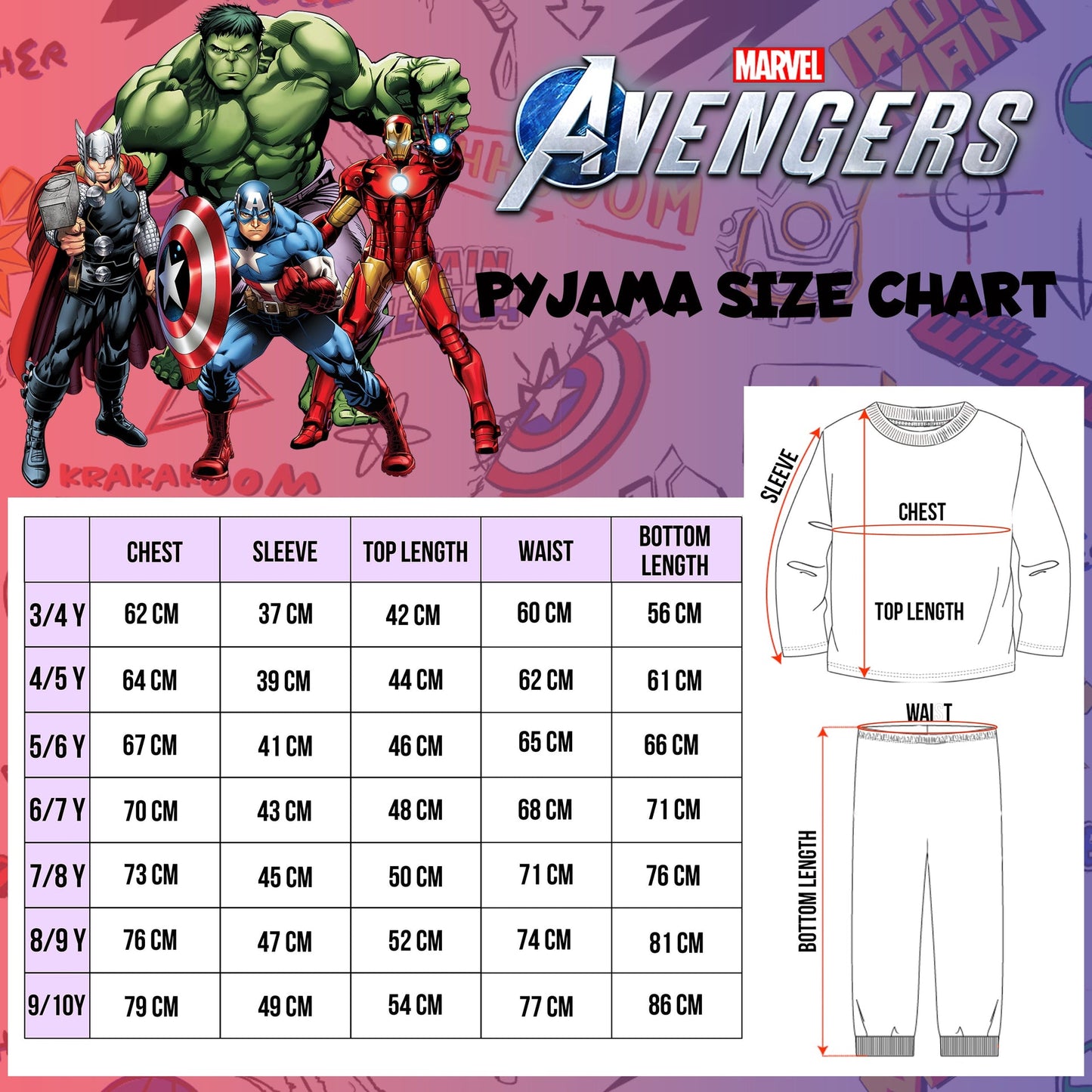 Marvel enfant Pyjama – noir