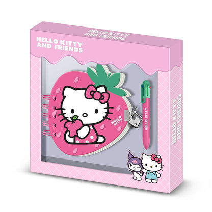 Coffret Journal + Stylo 6 Couleurs Hello Kitty « Strawberry »