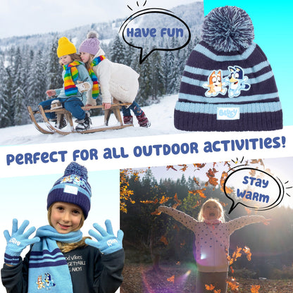 Ensemble bonnet et gants – Bluey Children's Winter Set Warm et Comfy Beanie Set