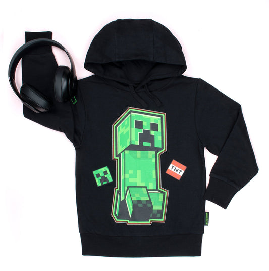 Sweat à capuche Minecraft – vert Creeper – noir