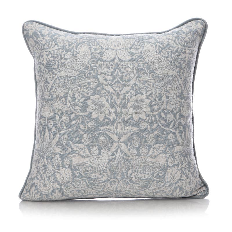 William Morris Cushion - Strawberry Thief Light Blue