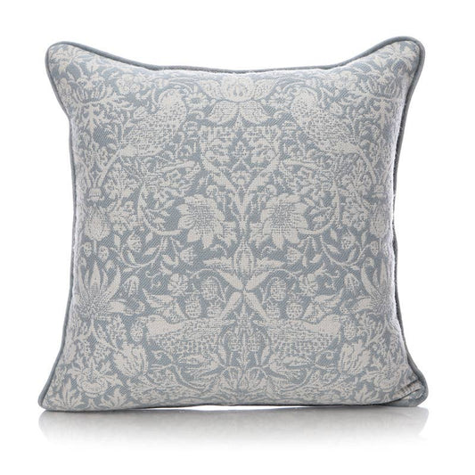 Coussin William Morris - Strawberry Thief bleu clair