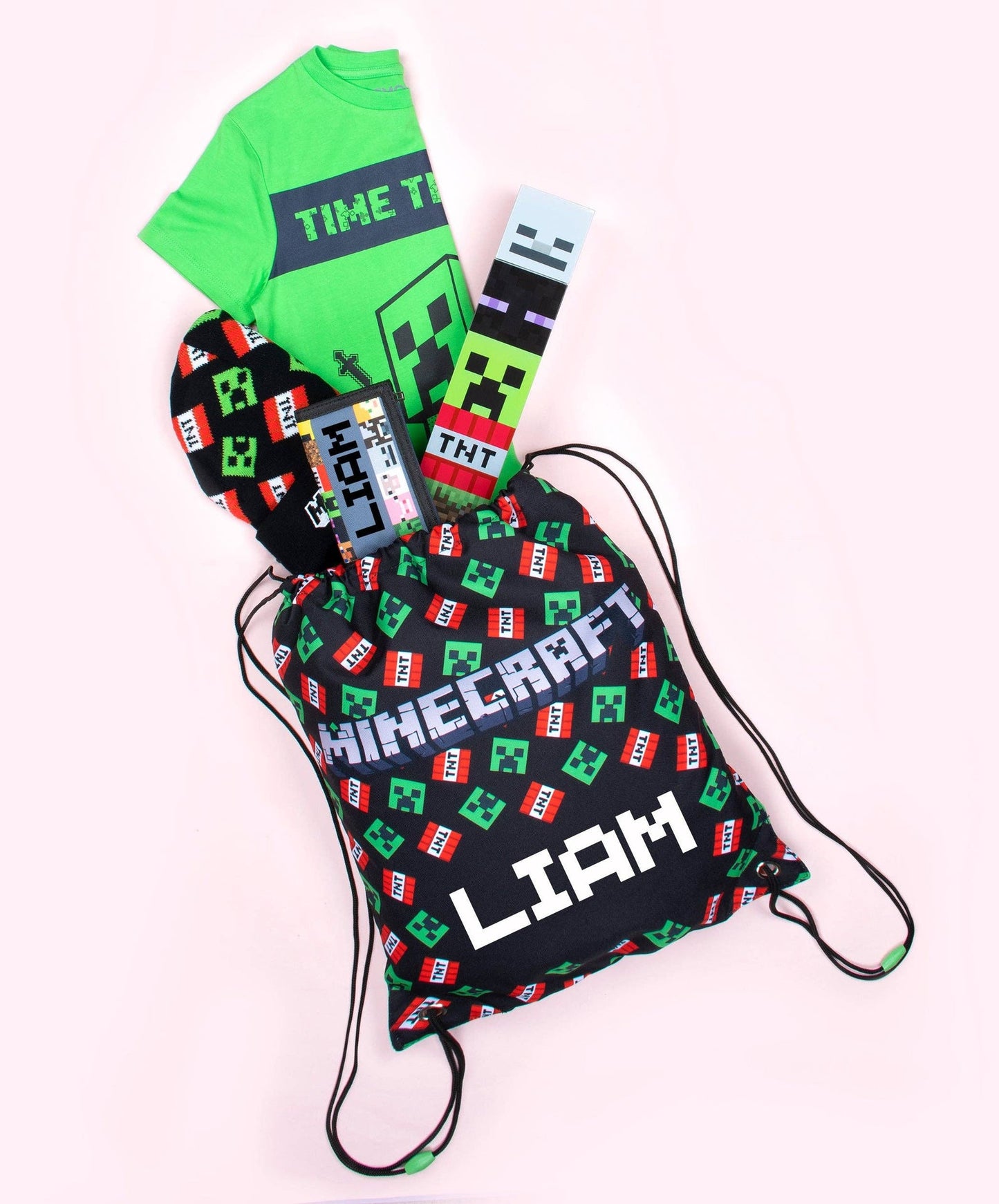 Bouteille Minecraft carrée avec personnage Creeper vert
