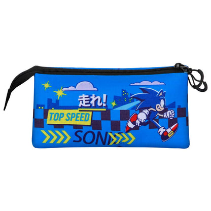 Sonic the Hedgehog "Go" Triple Pencil Case
