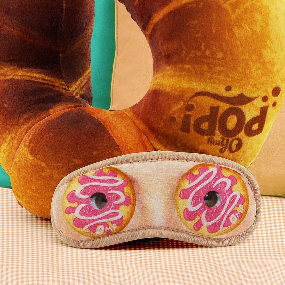 Oh My Pop! Croissant-Nackenkissen und Schlafmaske