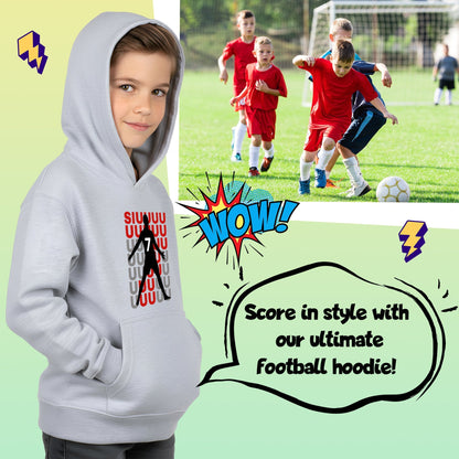 Sweat à capuche football – Fringoo gaming gris for Boys Cotton Rich Soft Hooded – Cristiano SIUUU gris