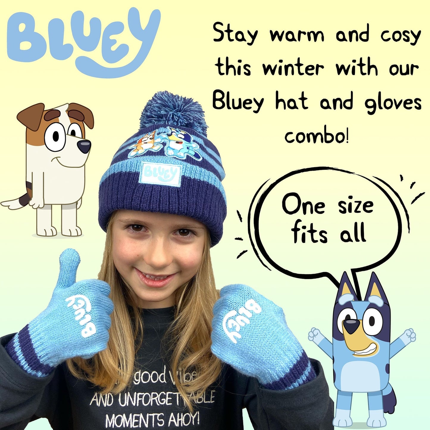 Ensemble bonnet et gants – Bluey Children's Winter Set Warm et Comfy Beanie Set