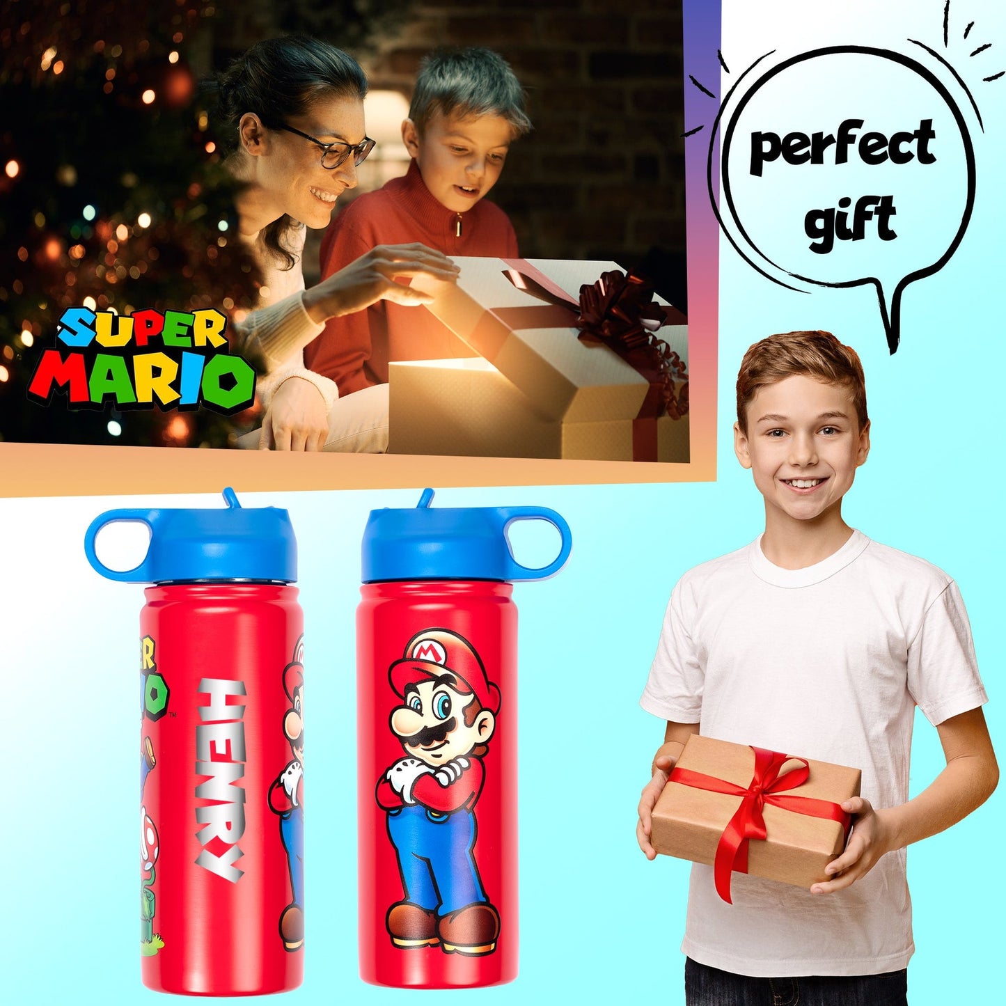 Gourde en acier inoxydable – Bottle – Mario Brothers