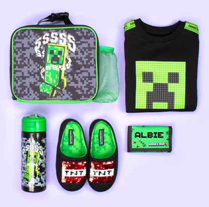 Minecraft Sac repas with Mesh Pocket – gris Pixel Creeper