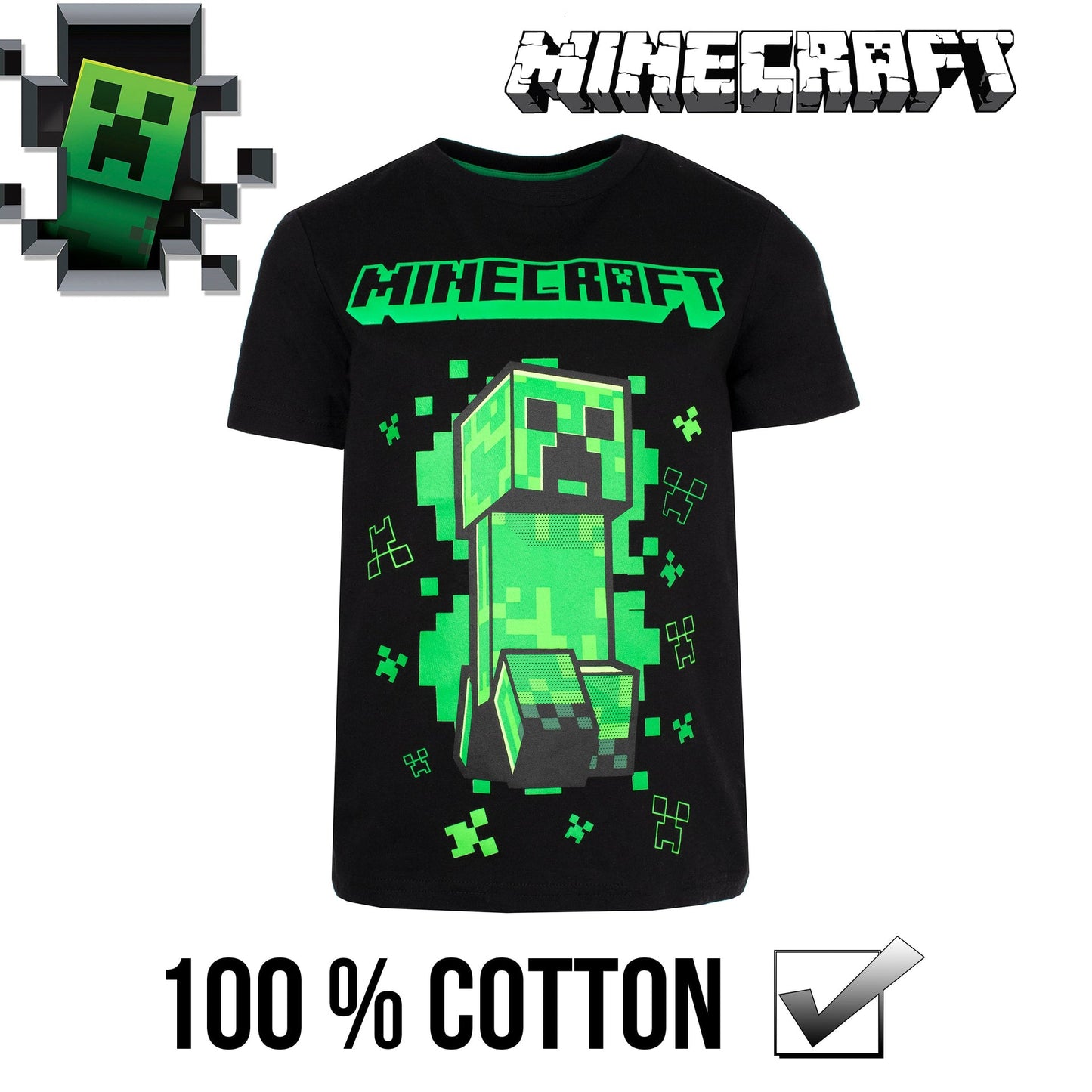 Minecraft Creeper T Shirt – noir