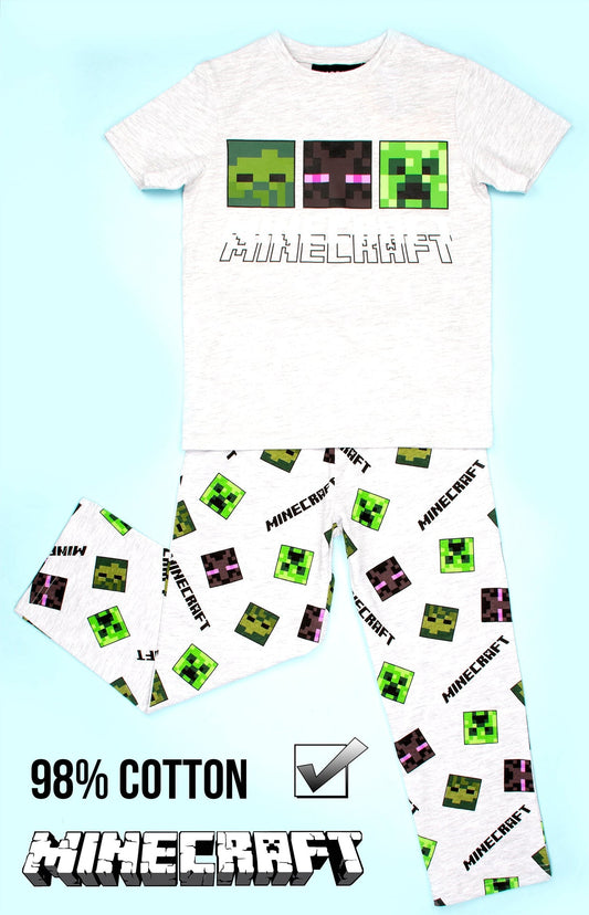 Pyjama Minecraft – Short Sleeve – gris & vert