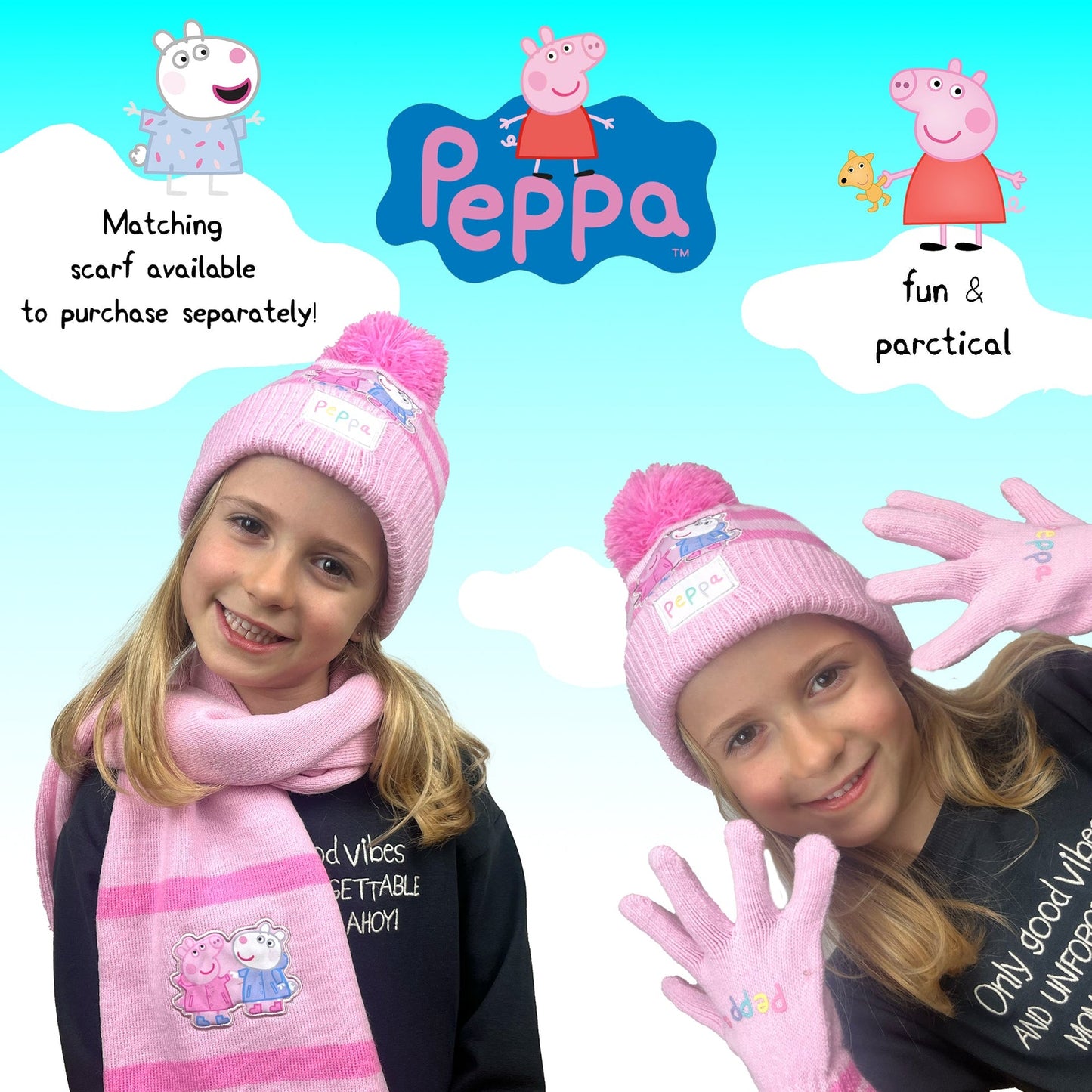 Ensemble bonnet et gants – Peppa Pig Children's Winter Set