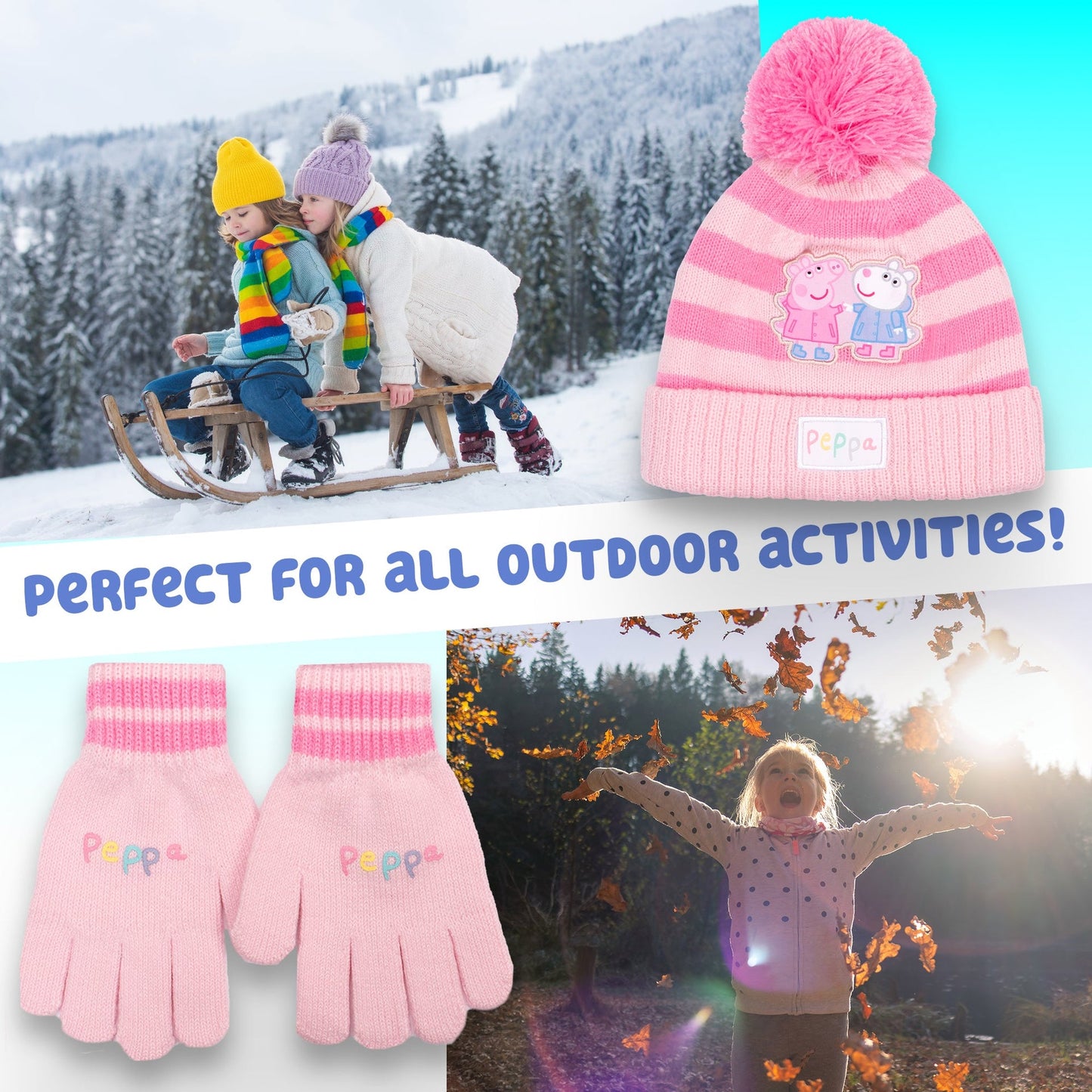 Ensemble bonnet et gants – Peppa Pig Children's Winter Set