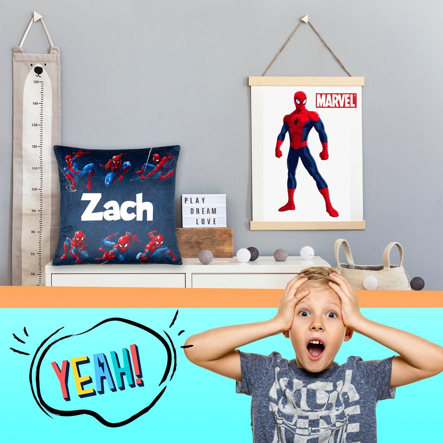 Housse de coussin Spider-Man – Marvel Spider-Man 44 x 44 cm Super Soft Pillow Case for Boys Bedroom Home Décor Gift for Boys