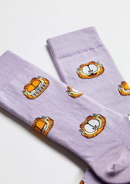 Chaussettes BeGarfield Faces Mauve