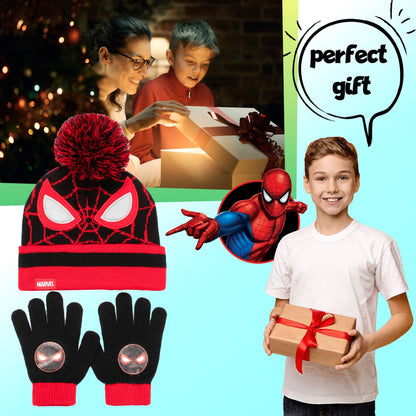 Ensemble bonnet et gants – Marvel Spider-Man Winter Set for Boys