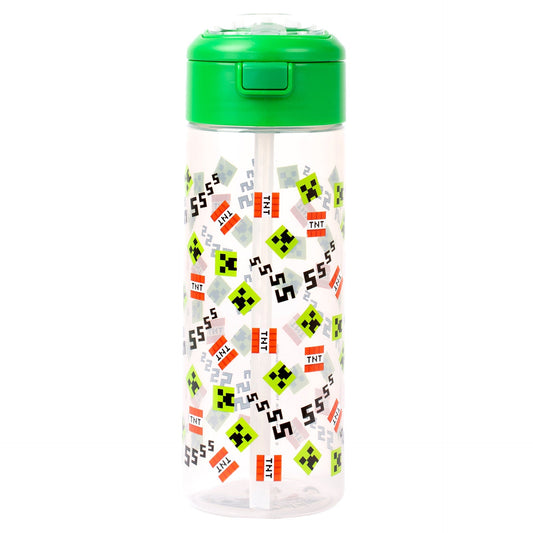 Minecraft Gourd – Bottle with straw 700ml – Green Pattern
