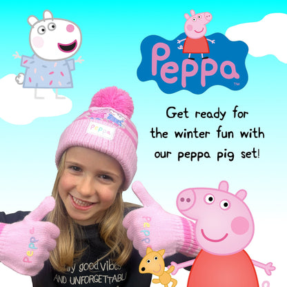 Ensemble bonnet et gants – Peppa Pig Children's Winter Set