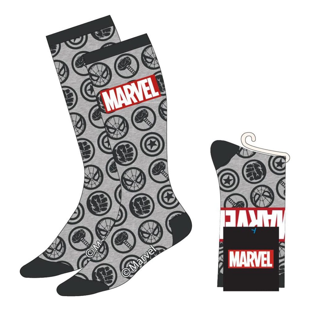 Chaussettes Marvel - Avengers Faces Grey