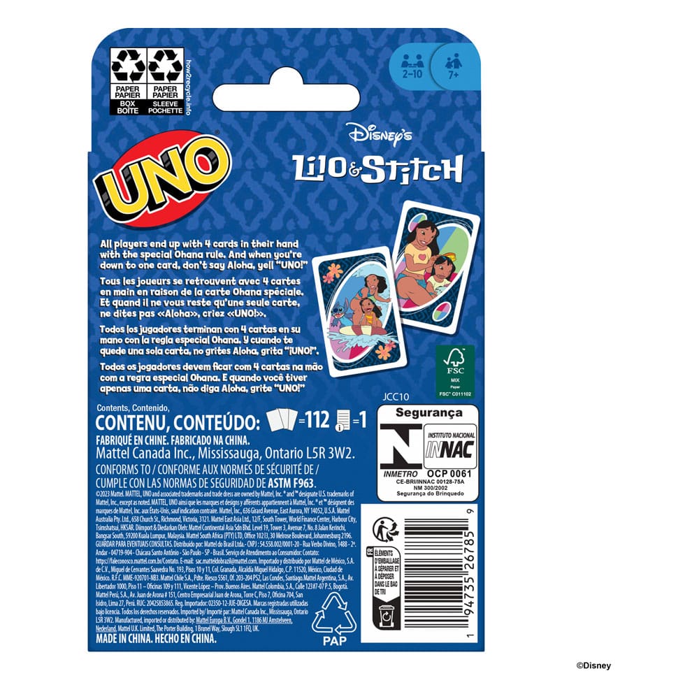 Jeu de cartes UNO Lilo & Stitch